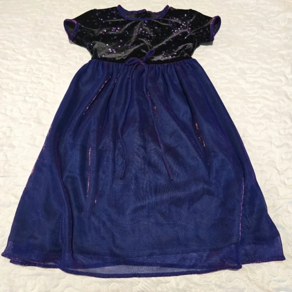 Jona Michelle Girl's Purple Dress‎ Velvet top Sheen Overlay Size 2T